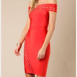 Red Cutout Bandage Dress